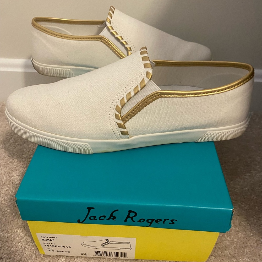 Jack Rogers McKay Sneakers White & Gold - size 9